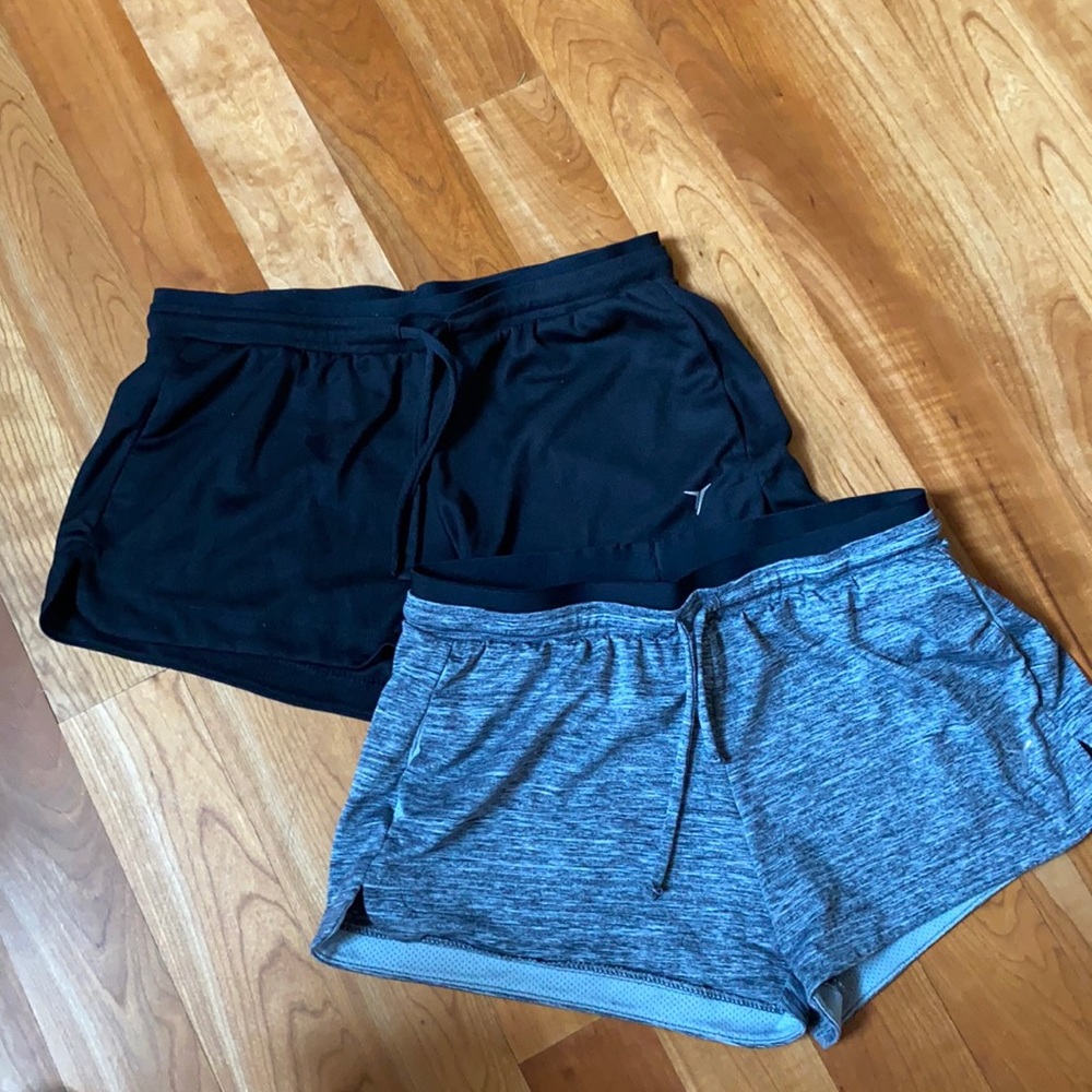 Grey and Black Dry Go Dry Mid Waist Shorts by Old Navy. Size Small.